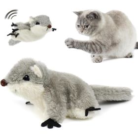 PROKEl Pet Toys, Cat Catnip Toys FlappingSquirrel, Rechargeable Touch Activated KittenToys, Lifelike Interactive Cats Toy Indoor, CatKicker Plush (Color: Grey)